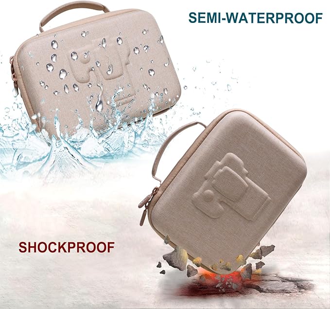 Small Camera Case Bag for Canon EOS Rebel T7/R50//R100 DSLR Camera Beige | Hard Carrying Travel Case for Canon EOS Rebel T7/R50//R100/R6 Mark II/R8/R6 Mark III/R50 V/T6/R10/R5 Mark II DSLR SLR Camera - Image 5