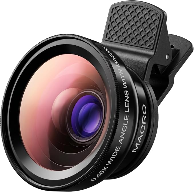 Phone Camera Lens Kit, 0.45X Super Wide Angle Lens + 15X Macro Lens 2 in 1 Professional Lens Attachment for Phone 17/16/15/14/13 by AKAGI