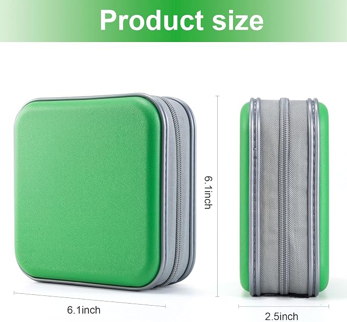 LIOVODE DVD Case, 48 Capacity Hard Plastic CD Case Holder for Car | DVD Storage, Hand Strap, Zipper Closure, Scratch-Resistant Sleeves, CD Storage for Music Blu-Ray Game Disc for Travel Office - Image 7