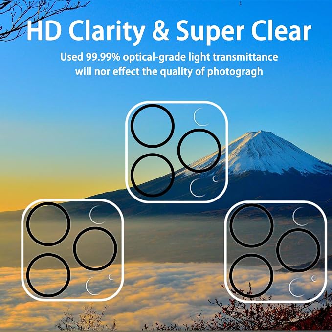 【3 Pack】Dengduoduo Tempered Glass Camera Lens Protector for iPhone 15 Pro 6.1" & iPhone 15 Pro Max 6.7", Ultra HD, 9H Hardness, Anti-Scratch, Case Friendly, Easy to Install [No Affect on Night Shots] - Image 3