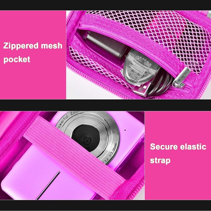 ALKOO Digital Camera Case for CAMKORY/Pouch for KODAK PixproRose Red | for Lecran/for VAHOIALD Point and Shoot Camera, Hard Carrying Case with Mesh Pocket, Compact for Vlogging, Travel and Storage - Image 6