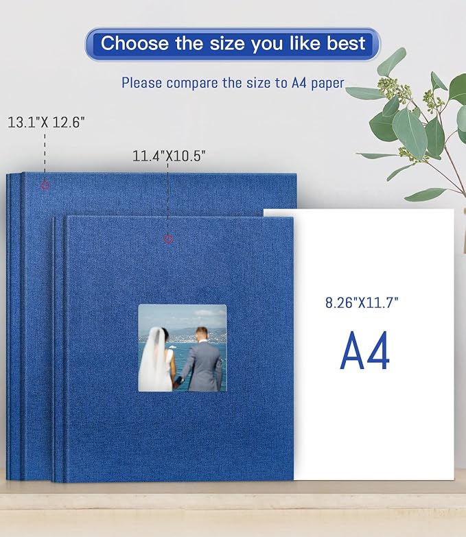 Popotop Photo Album Self Adhesive with Picture Display Window,40 Pages DIY Scrapbooking Supplies Kit for 4x6 8x10 Picture,Linen Cover Memory Book for Baby Wedding, with Scraper and Metallic Pen - Image 8