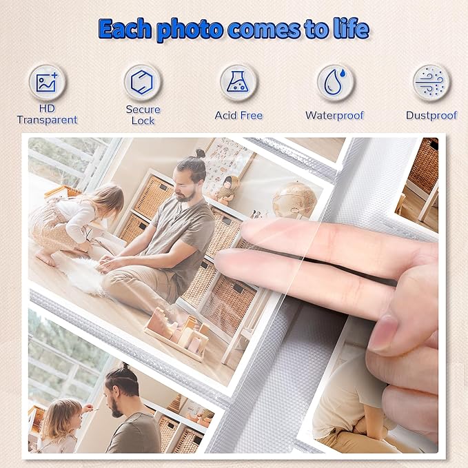 Artfeel Photo Album 4x6 with 1000 Pockets,Slip-in Picture Albums,Linen Cover Memory Book with Front Window,White Page Vertical Photo Book for Wedding,Family,Anniversare,Baby,Vacation - Image 4