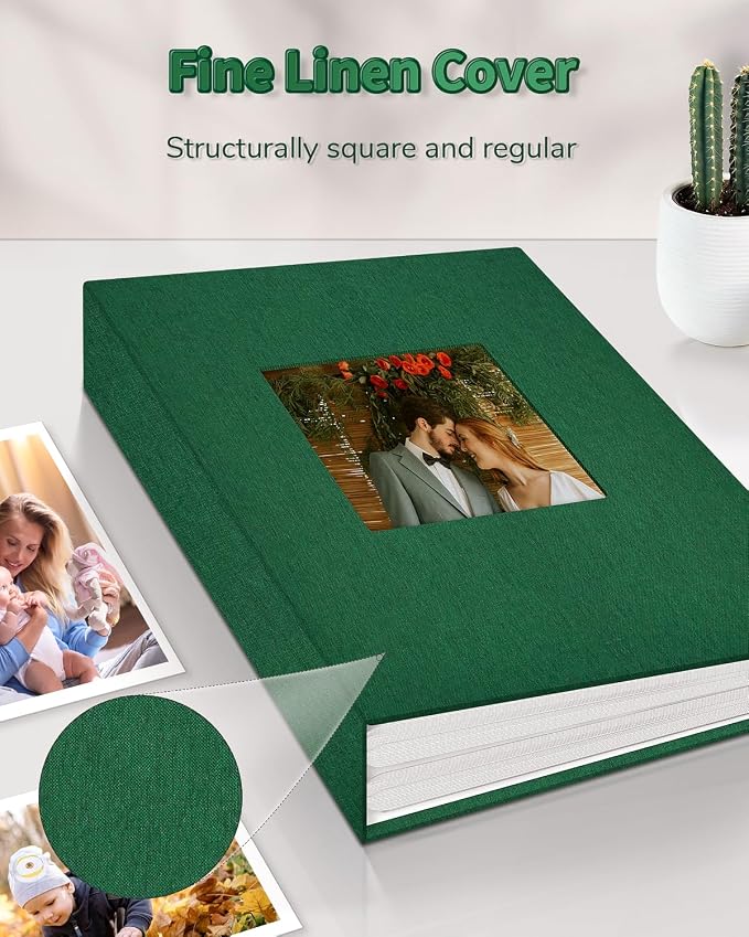 Artfeel Photo Album 4x6 with 100 Pockets,Slip-in Picture Albums,Linen Cover Memory Book with Front Window,White Page Vertical Photo Book for Wedding,Family,Anniversare,Baby,Vacation - Image 6