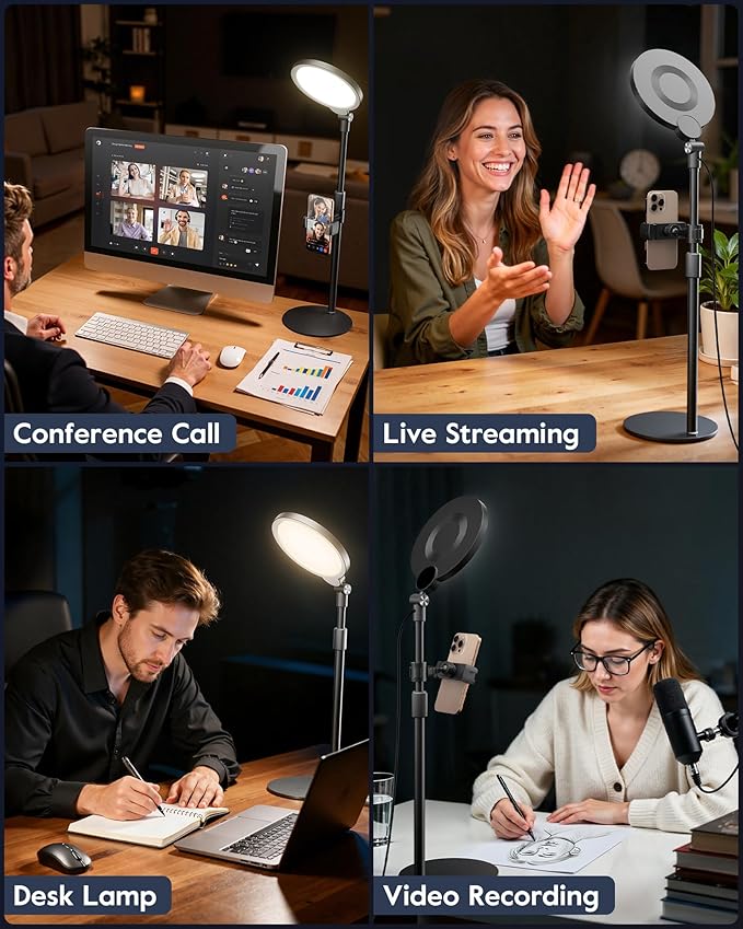 Desk Ring Light with Stand for Computer, 30 Modes Video Conference Lighting | Adjustable Desk Light for Video Recording, Zoom Lighting for Computer, Webcam, Podcast, Calls, Home Office, CRI 97.8 - Image 6