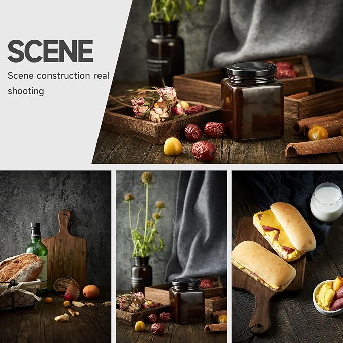 2 PCS Boards Photo Backdrop for Flat Lay, Food Photography Background 24x24 Inch, BEIYANG (Black Walnut+Dark Gray) - Image 4