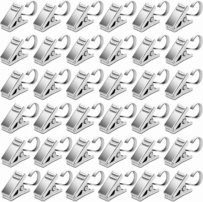 BIHRTC Pack of 50 Curtain Clips Stainless Steel with Hooks Lights Hanger | Thickening Small Metal Wire Holder for Shower Home Decoration Photos Picture Arts Crafts Display Outdoor Activities Supplies by HOME