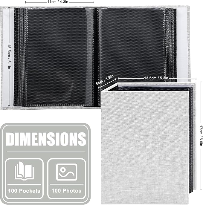 Photo Album 4x6 100 Pockets for Wedding Gifts,Linen Hardcover Picture Albums for Family Anniversary Baby Vacation Pictures - Image 3