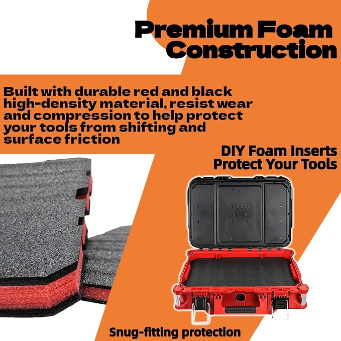 2-Pack Foam Inserts for Milwaukee Packout 48-22-8424, Customizable Polyethylene Tool Box Foam for Hard Case Storage, Shadow Board ToolBox Organizer Sheet with Marking and Cutting Tools - Image 5