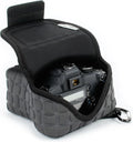 USA Gear Camera Sleeve (Medium) for Compact SLRs Compatible with Canon EOS R100 Nikon Z30 Sony ZV-E10, and more - Padded Neoprene DSLR Case with Zipper Accessory Pocket & Belt Loop (Deluxe Gray) by USAGEAR