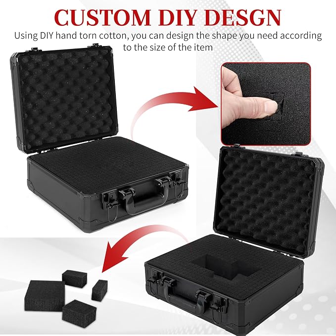 Protective Hard Case Shockproof Water-resistant with Customized DIY Foam Insert fit for Camera, Laptops, etc,13.5 X 11.6 X 6-Inch - Image 3