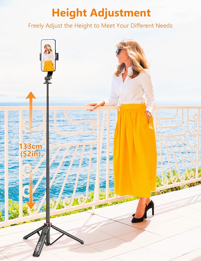 Selfie Stick Phone Tripod with Remote, 51" Aluminum Phone Stand for Cell Phone, 360° Rotation Portable Selfie Stick Tripod for iPhone 15/14 Pro Max/14 Pro/14/13 Pro, Android - Image 2