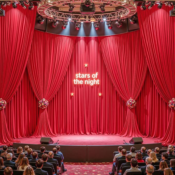 32ftx10ft Wrinkle Free Red Backdrop Curtain - 10 Feet Photography Backdrop Drapes, Silky Polyester Back Drop Cloth for Wedding Baby Shower Balloon Arch Background - Image 3