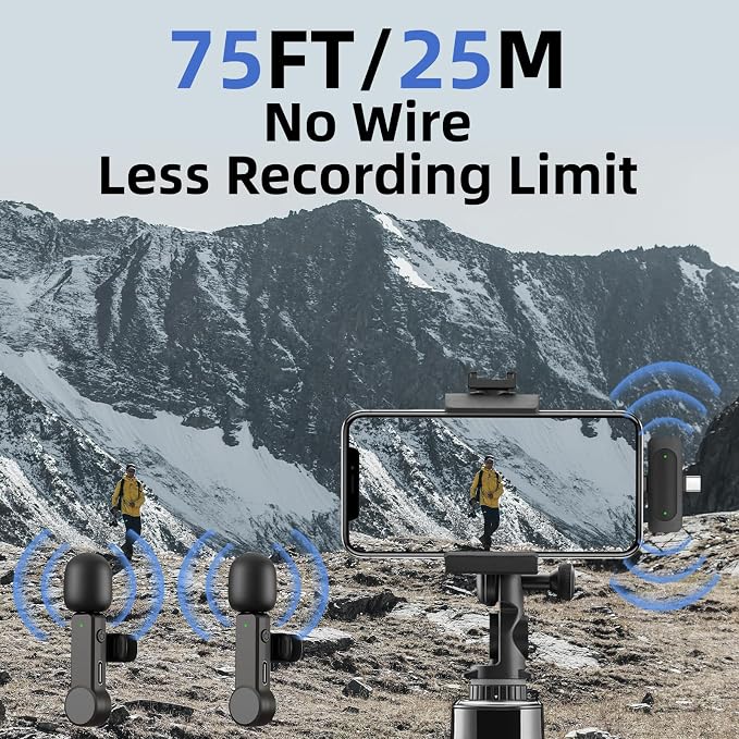 NPTCL Wireless Mini Lavalier Microphone for iPhone Android Video Recording | Noise Cancelling Mini Mic, 75ft Transmission, 8 Hour Battery Life for Content Creator, Vlogger, Youtuber, Podcaster - Image 5