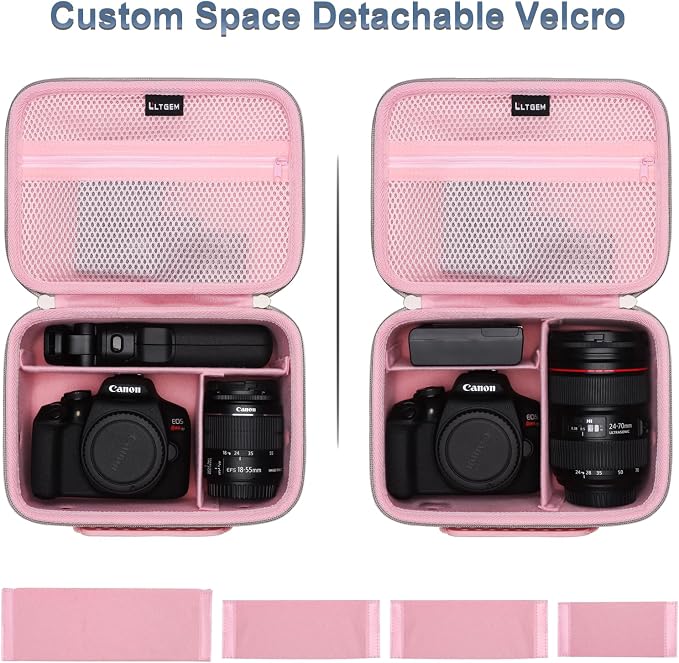 Small Camera Case Bag for Canon EOS Rebel T7/R50//R100 DSLR Camera Pink | Hard Carrying Travel Case for Canon EOS Rebel T7/R50//R100/R6 Mark II/R8/R6 Mark III/R50 V/T6/R10/R5 Mark II DSLR SLR Camera - Image 2