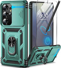 Taisairu for Samsung Galaxy S25 Ultra Case with Screen Protector & Slide Camera Lens Cover, Built-in Magnetic Ring Stand Shockproof Protective Phone Case for Samsung S25 Ultra Case (Green) by Taisairu