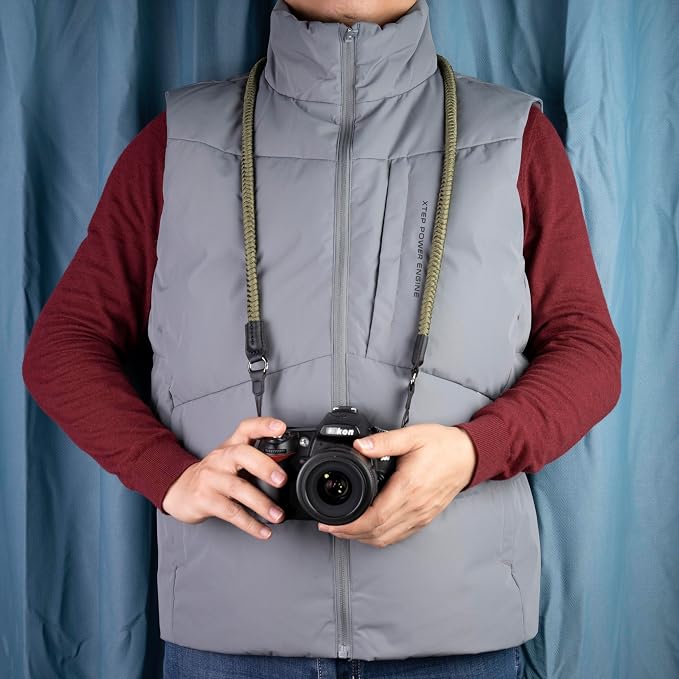 VKO Camera Strap,Quick Release Camera Shoulder Strap | Paracord Woven Portable Camera Neck Strap, for SLR DSLR Digital Mirrorless Camera(Green) - Image 2