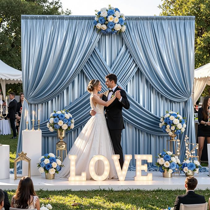 10x10ft Dusty Blue Sequin Backdrop Curtains, Wrinkle Free Glitter Backdrop Drapes for Wedding Parties Photography Stage Decor, Non-Shedding 2 Panels Set (5x10ft Each) - Image 5