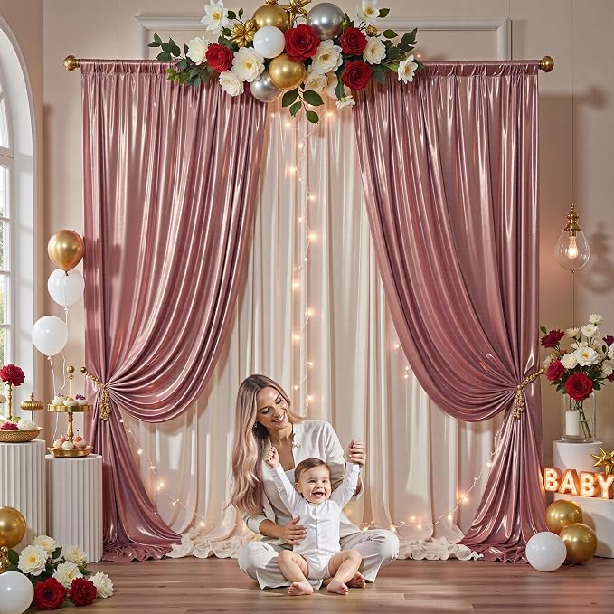 20x10FT Rose Gold Sequin Backdrop Curtain for Party - 4 Panels 5x10FT Wrinkle-Free Shimmer Drapes for Birthday, Wedding, Christmas, Decorations & Photography - Image 7