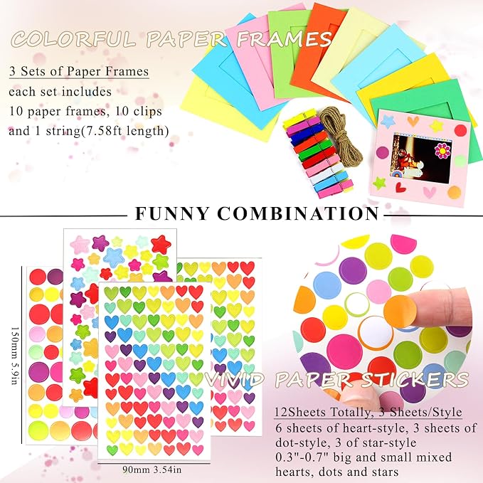 30pcs Paper Picture Frames for Instax Mini Film 2x3 Wall Hanging Kit (Pack of 2) - Image 2