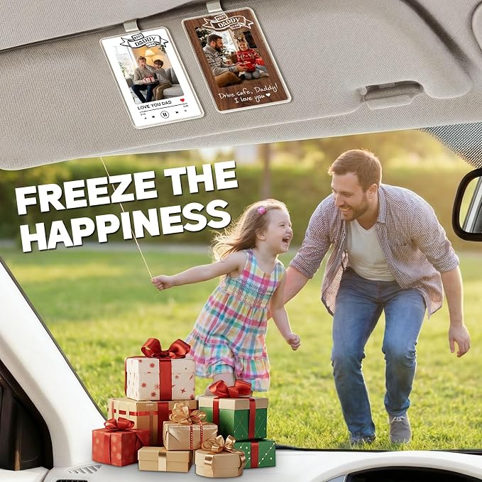 Drive Safe Dad Gift from Daughter Son, for Dad, Personalized Photo Car Visor Clip, Dad Birthday Gift Idea, Sentimental Keepsake Car Decoration, 2 Pack (Daddy) - Image 3