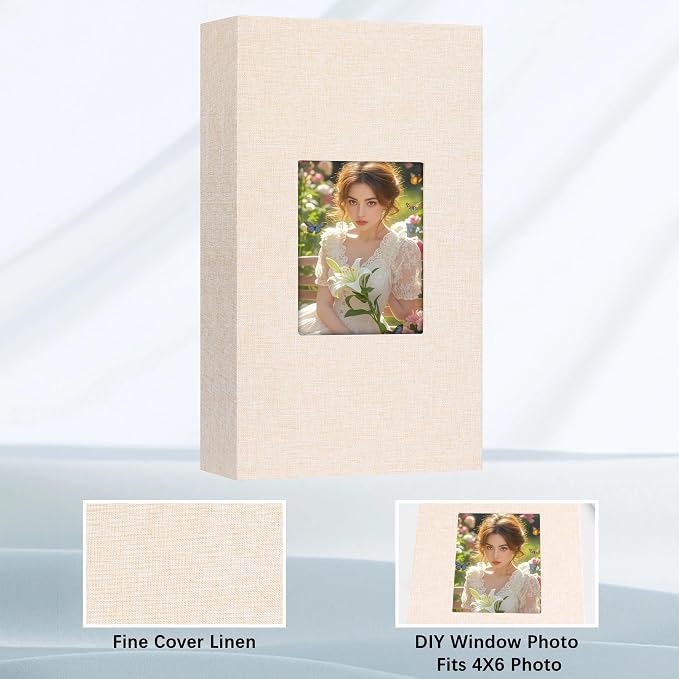 Aevdor 2 Pack 4x6 Photo Albums, Holds 600 Photos, Linen Cover, Beige | Linen Hardcover, Slip-In Pockets, Acid-Free & PVC-Free, Store Wedding Baby Vacation Memories - Image 7