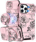 Buleens for iPhone 16 Pro Max Case 6.9 Inch - with Ring Stand & Camera Cover Aesthetic Cute Designed Women Girl Girly Pretty Kawaii Rose Flower Phone Case for iPhone 16 Pro Max Compatible with Magsafe by Buleens