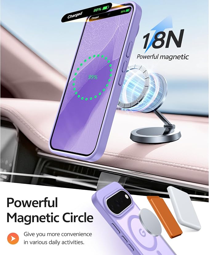 FNTCASE for Google Pixel 11 Pro Case / Pixel 11 Case, with Screen Protector | Fit for Magsafe, Translucent Matte, 14FT Military Grade Drop Protection, Shockproof Protective Phone Cover, Light Purple - Image 3
