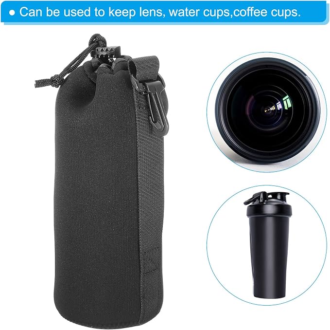 PATIKIL Camera Lens Bag, 4 Pcs 3.7" ID x 9.8" H Drawstring Lens Pouch with Thick Protective Neoprene, Lens Case for DSLR Camera Lens, Water Coffee Cups Black - Image 6
