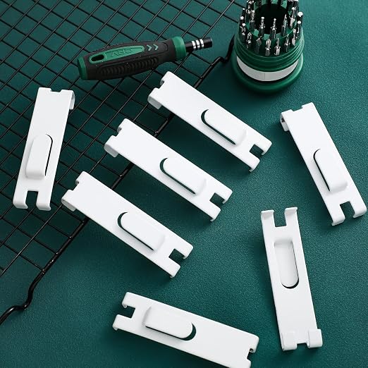 Oudain Metal Grid Wall Hangers Grid Wall Display Notch Hooks Accessories for Photo Frame Painting Arts Center(White,25 Pcs) - Image 6