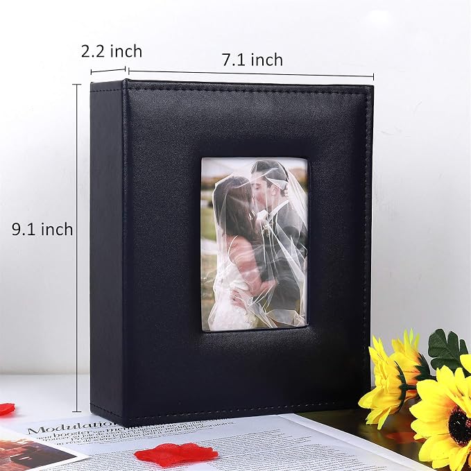 RECUTMS Adventure Photo Album, Blue, 6x4, 200 Photo Slots, Premium Leather Cover, Sleeves, Personalized, Suitable for Birthdays, Weddings, Parties | Black Page, Horizontal Pockets, Family Anniversary Birthday Memory Book, DIY Cover Window, Baby Photobo... - Image 4