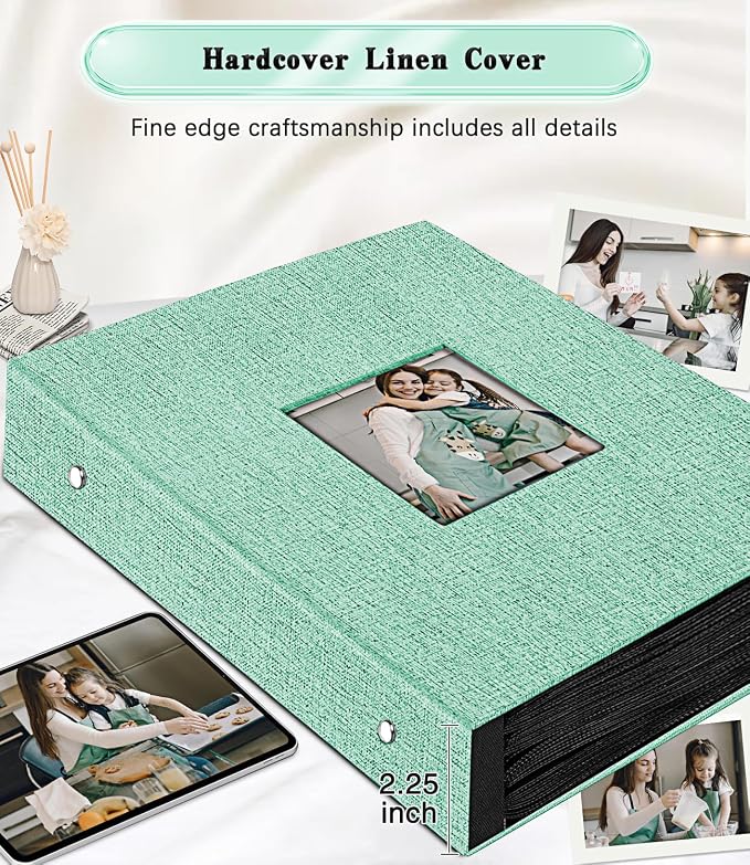 Ejblfe Photo Album 4x6,Linen Cover Slide-in Photo Album Book Can Holds 600 4x6 Photos with 60 Black Sheets for Family,Wedding,Baby and Holiday Pictures (Turquoise) - Image 5
