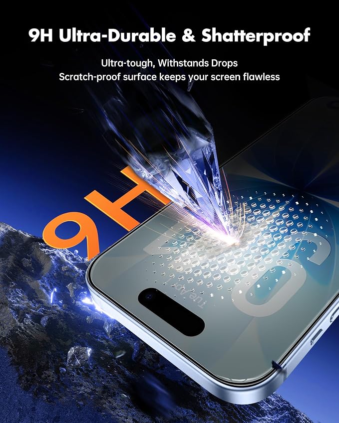 UNBREAKcable Privacy Screen Protector for iPhone 17, 2-Pack | True 28° Anti-Spy, Shatterproof Tempered Glass, 9H Hardness, Easy Install, Bubble-Free, Anti-Scratch, Case Friendly - Image 4