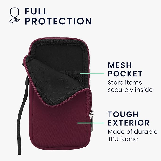 kwmobile Universal Phone Pouch Size XL - 6.7/6.8" - Neoprene Smartphone Pouch with Zip - Water-Repellent Mobile Phone Case - Sleeve in Berry - Image 3