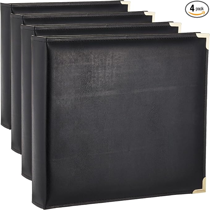 Pioneer holds 12 Inch by 12 Inch 3-Ring Sewn Oxford Cover Memory Book Binder, Black | (Pack of 4) by PioneerPhotoAlbums