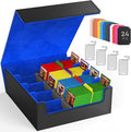 4 Row Trading Card Storage Box, 3200+ MTG Card Storage, Black & Blue | TCG Card Organizer Box with 24 Colorful Dividers and 4 Stands, Bulk PKM Storage, Deck Case Holder Fits for YuGiOh, Game Cards by OEODAJ