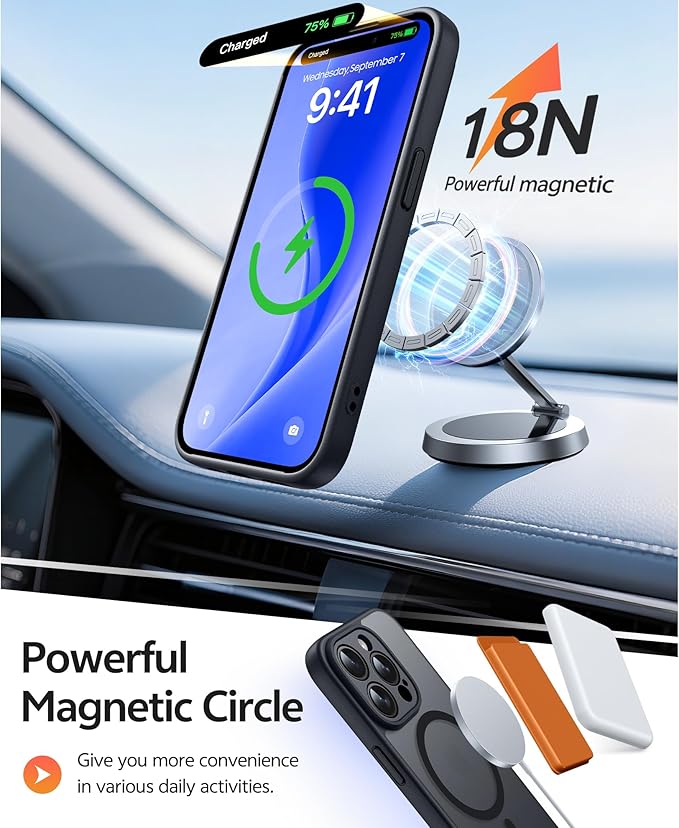 FNTCASE for iPhone 14 Pro Max Case, Fit for Magsafe, Glass Screen Protector | Full Camera Protection, Translucent Matte, 14FT Military Grade Drop Proof, Shockproof Protective Phone Cover, Black - Image 3