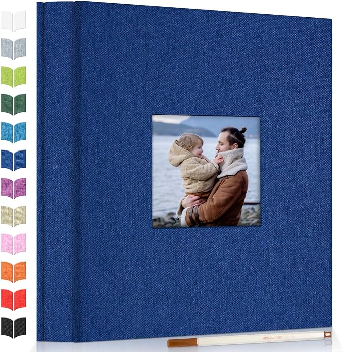 Artfeel Photo Album Self Adhesive Scrapbook Album for 3x5 4x6 5x7 8x10 Pictures, 60 Pages Linen Cover with Display Window DIY Photo Book,Ideal Gifts for Family Travel Wedding Baby by Artfeel