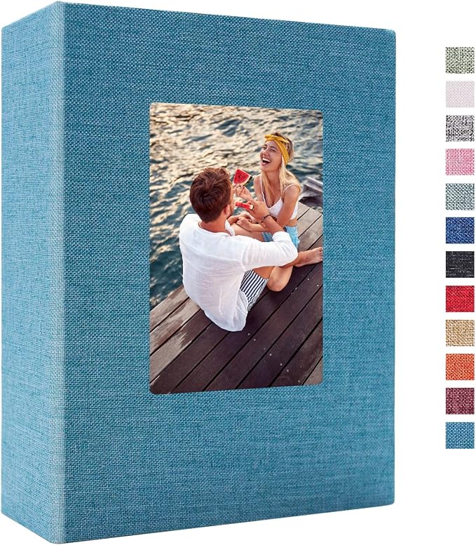 Vienrose 4x6 Photo Album,100 Pockets,Linen Cover with Window,Sky Blue | Cover Window, Acid Free Pages, Linen Hardcover, Baby Wedding Family Photos by Vienrose