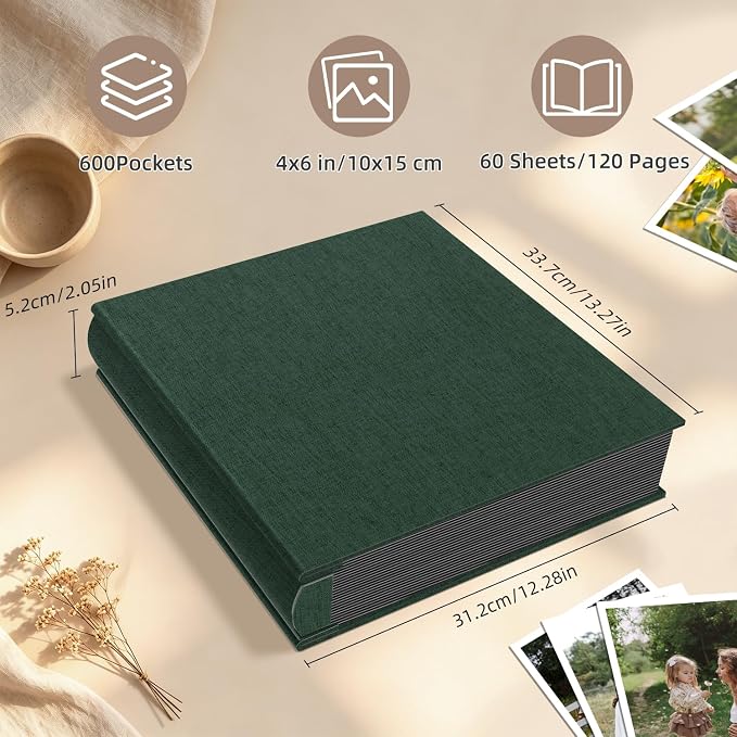 Popotop Photo Album 4x6 600 Pockets for Wedding Gifts,Linen Hardcover Picture Albums for Family Anniversary Baby Vacation Pictures - Image 3