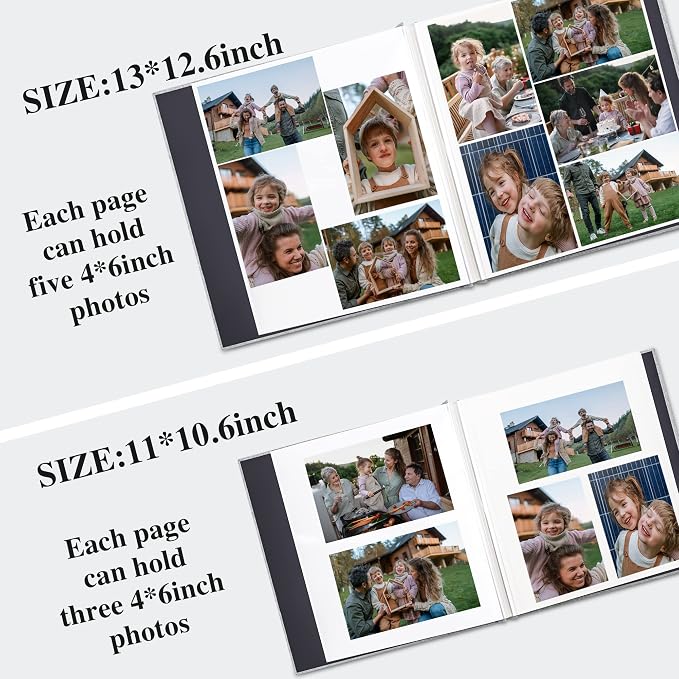 Vienrose Photo Album with Window Self Adhesive 13x12.6 120 Pages Light Grey | Linen Cover, Scrapbook, Holds 600 Photos, Fits 4X6 8X10 Pictures, Metallic Pen - Image 6