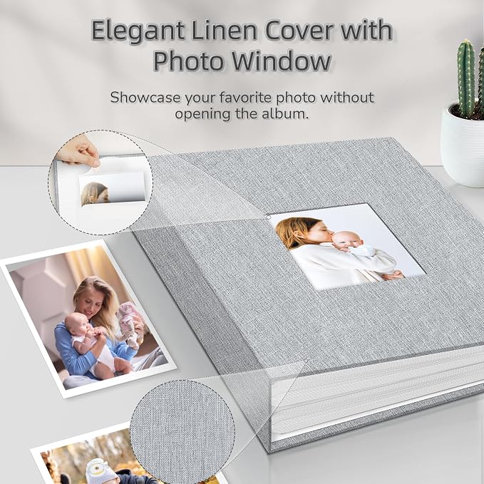 popotop Photo Album 4x6-100 Photos Photo Books with 100 Vertical Pockets,Linen Cover Albums for Family Wedding Anniversary Baby Vacation Pictures - Image 2