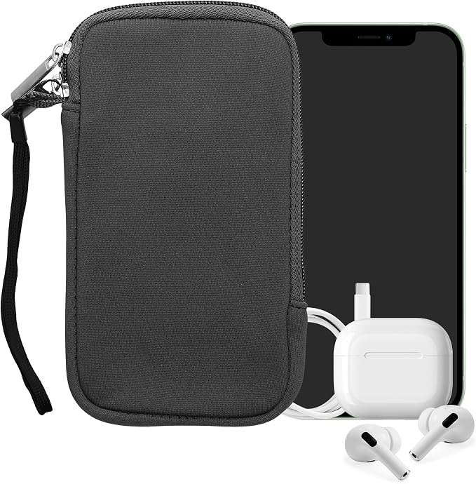 kwmobile Universal Phone Pouch Size L - 6.5" - Neoprene Smartphone Pouch with Zip - Water-Repellent Mobile Phone Case - Sleeve in Grey - Image 8