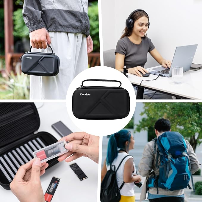 EVA PU M.2 SSD Holder with 12 Clear M.2 NVMe Cases for 2280/2260/2242/2230 SSDs, Water-Resistant & Shockproof with Zipper Pocket & Carry Handle - Image 9