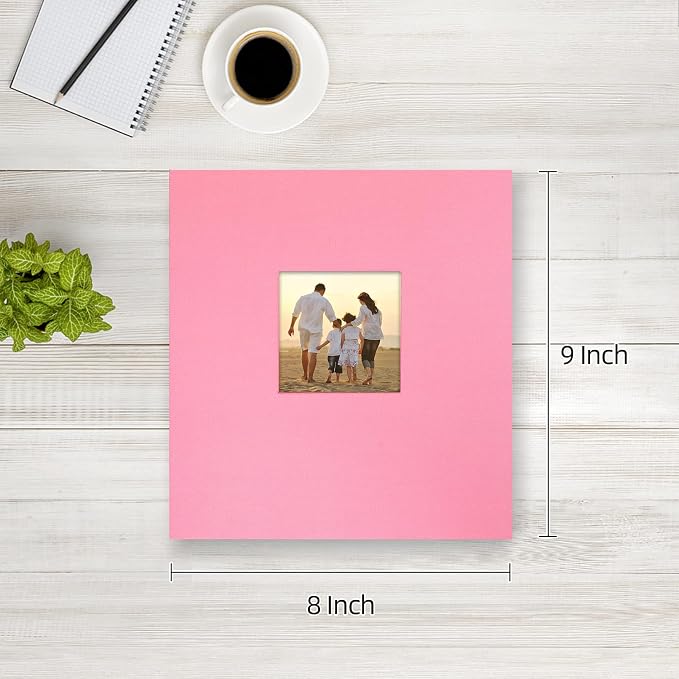 potricher Photo Album 4x6 Pictures, 200 Pockets, Linen Cover, Pink | Linen Cover, Front Window, Large Capacity 4x6 Picture Albums, Photo Book for Family, Wedding, Anniversary, Baby, Keepsake - Image 2