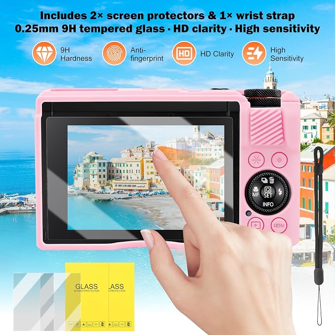 Silicone Camera Case for Canon PowerShot G7X Mark III (Pink) | Soft Silicone Case, Removable Lens Cover, 2 Screen Protectors & 1 Wrist Strap, Anti-Scratch, Lightweight Camera Accessories - Image 6