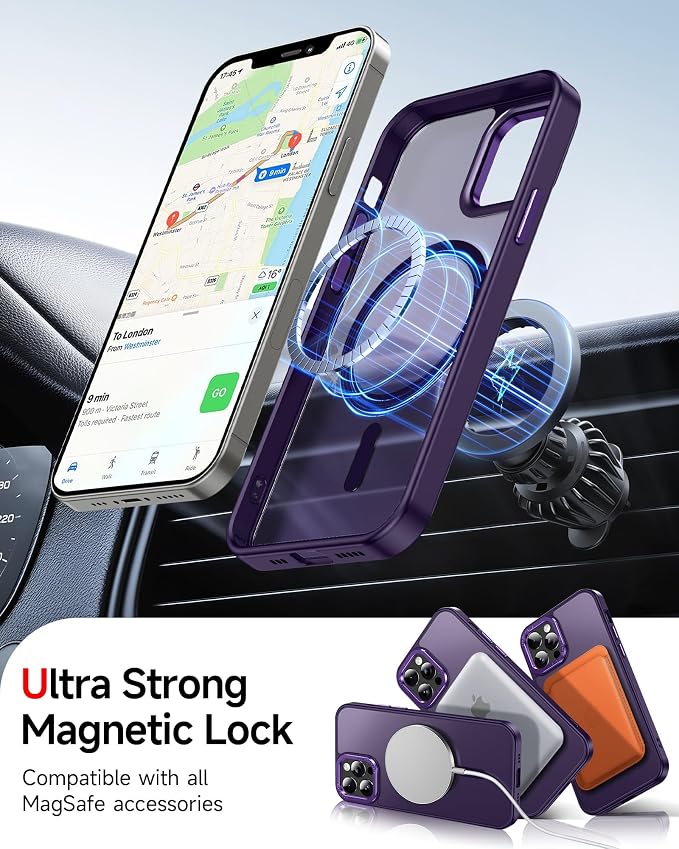LeYi for iPhone-12-Pro-Max Case Purple:[ Screen Protector X2+ Camera Cover X2] Compatible with Magsafe i Phone 12Pro Promax Fundas para iohone 12 Pro Max Magnetic Protective Rugged Women Man, Purple - Image 2