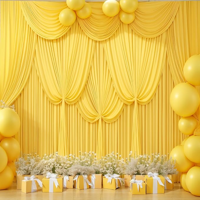 Yellow Backdrop Curtains-Wrinkle-Free Polyester Photography Drapes Party Curtain Background for Baby Shower Wedding Decorations- 40 X10FT - Image 4