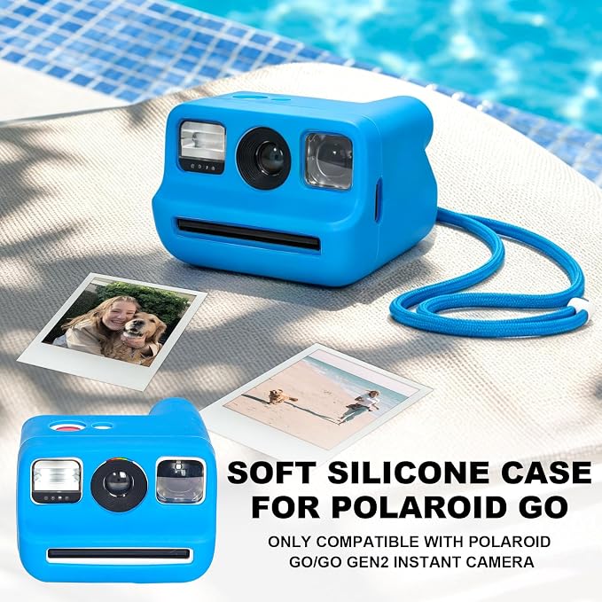 Silicone Case for Polaroid Go/Go Gen 2 Instant Print Camera, Blue | Protective Cover for Polaroid Go, Soft Silicone Case, Travel Cover Storage Bag, Wrist Strap, All-Round Protection, No Camera - Image 2