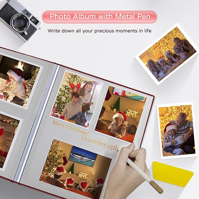Popotop Large Photo Album Self Adhesive 4x6 5x7 8x10 Scrapbook Album DIY Picture Book,Gifts for Mom,Family Baby and Wedding,with Metal Pen and Plastic Board - Image 5